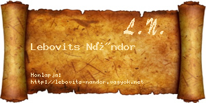Lebovits Nándor névjegykártya