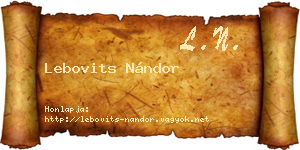 Lebovits Nándor névjegykártya